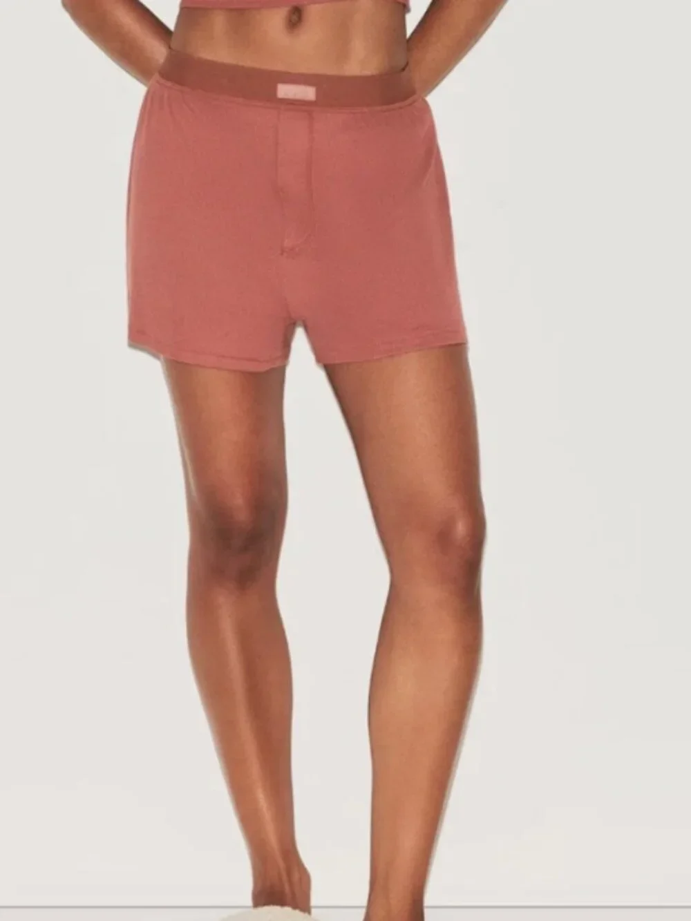 Skims Cotton Rib Loose Boxer Redwood Size XL Loungewear Sleepwear NWT